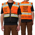 Personalized Orange Black Event Staff Vest Zipper ANSI 107 3XL