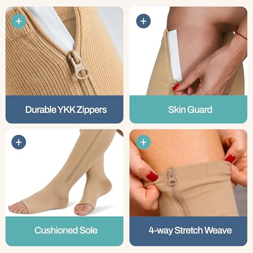 Open Toe Zipper Compression Socks for Men & Women