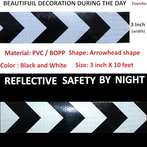 Black White Reflective Tape Outdoor Waterproof 3 inch X 10 feet