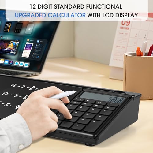 Glass Desk Whiteboard Gray with Calculator