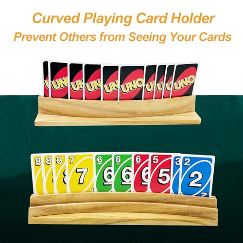 Card Holders for Playing Cards Set of 2 Soild Wood Cards Holders for Kids Seniors Adults