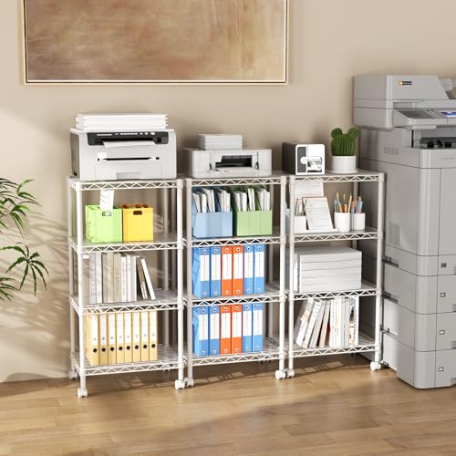 4 Shelves Storage Shelf Wire Shelving Unit Metal Adjustable Wheels