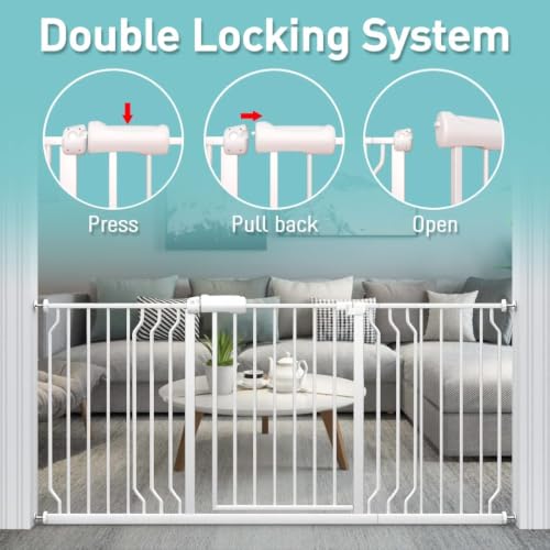 4.72" Extra Wide Baby Gate Pressure Mounted 30" Tall White