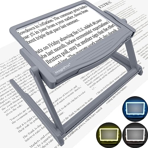 Patented 5X Large LED Page Magnifier with Detachable Stand