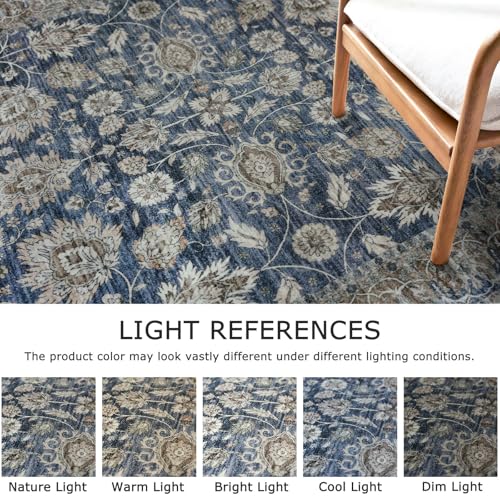 Vintage Washable Long Runner Rug 2.6x18 Hallway Rug Runner Blue