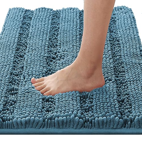Bathroom Rugs Bath Rugs for Bathroom Non Slip Bath Mats Extra Thick Chenille Striped Rug 17" x 24" Absorbent Soft Shaggy Washable Dry Fast Bath Mats for Bath Room Floor