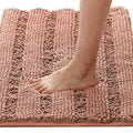 Bath Rugs for Bathroom Non Slip Bath Mats Extra Thick Chenille Striped Rug 20" x 32" Absorbent Non Skid Fluffy Soft Shaggy Washable Dry Fast Plush Mat for Indoor