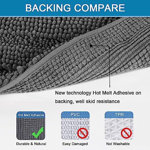 Grey Bathroom Rug Set Bath Mats (2 Count)