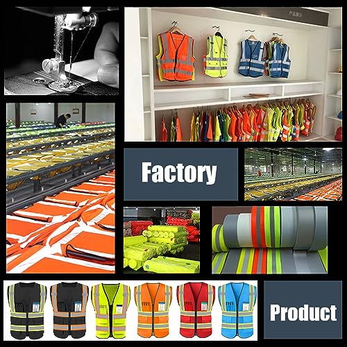 High Visibility Safety Vest Custom Your Logo Safety Workwear with Pockets and Reflective Strips