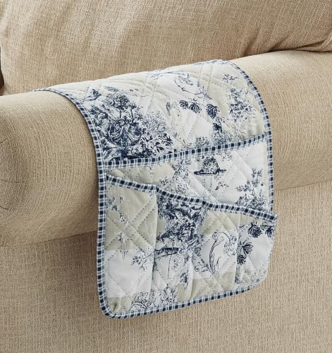 Blue & Beige Toile Couch Armrest Cover