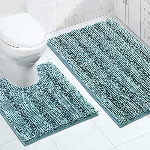 2 Piece Bathroom Rug Set with U