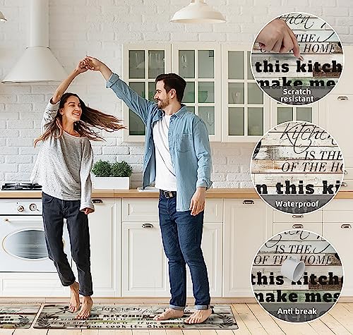 Kitchen Mats for Floor Anti Fatigue Mats for Kitchen Floor Kitchen Rugs Farmhouse Style Memory Foam Kitchen Mat Cushioned PVC Leather Kitchen Rug Set