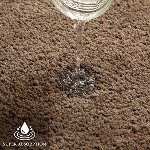 Light Brown Microfiber Toilet Bath Rug U