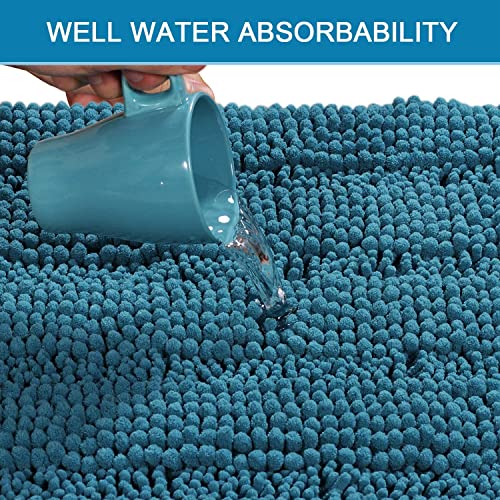 Bathroom Rugs Bath Rugs for Bathroom Non Slip Bath Mats Extra Thick Chenille Striped Rug 17" x 24" Absorbent Soft Shaggy Washable Dry Fast Bath Mats for Bath Room Floor
