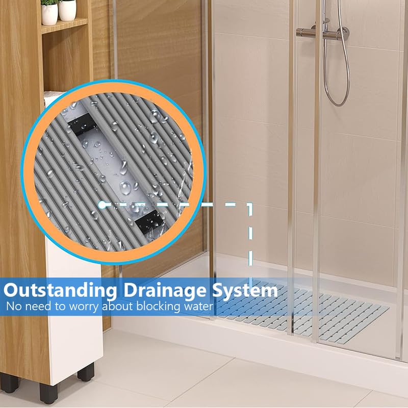 Bath Mat Non Slip Shower Mat Bathtub with Drain Holes and Heavy Duty Rubber No Suction Cups Sturdy Shower Stall Tub Mat for Bathroom