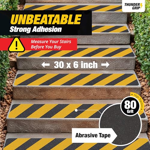 Black and Yellow Non Slip Strips for Steps 30" x 6" 15 (15 Count)