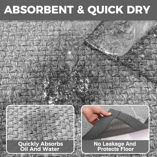 Kitchen Rugs Non Slip Washable Kitchen Mat Anti Fatigue Gray 17"x59" (6.96 Sq Ft)