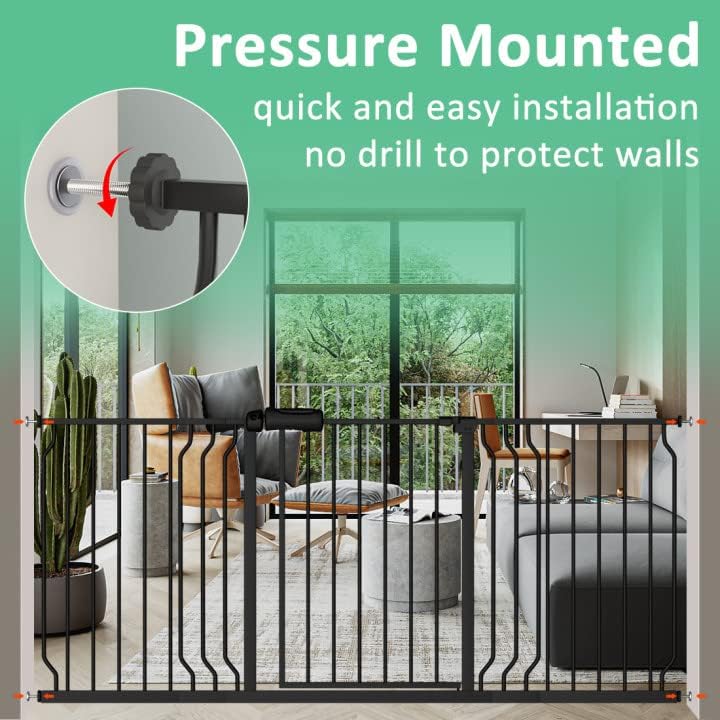 43.3 52.75" Extra Wide Pressure Mounted Baby Gate 30" Tall Black