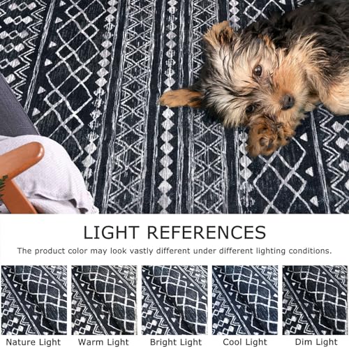 Long Hallway Runner Rug 2.6x16 Washable Moroccan Vintage Black Boho