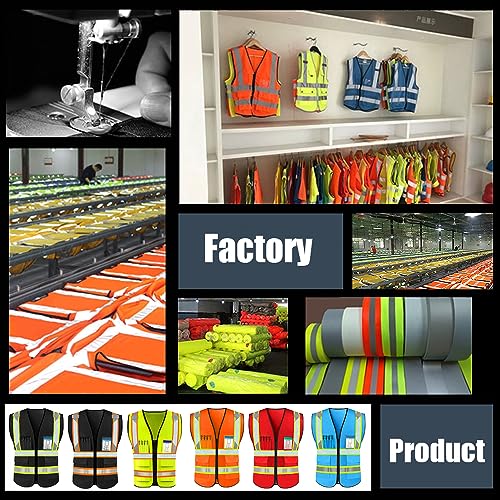 High Visibility Safety Vest Custom Your Logo Safety Workwear with Pockets and Reflective Strips