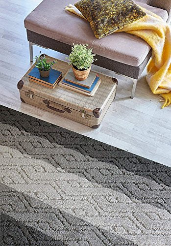 Custom Size Hallway Runner Rug Damask Grey Color 31 inch Wide Select Your Length Non