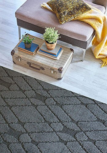 Custom Size Hallway Runner Rug Trellis Grey Color 31 inch Wide Select Your Length Non