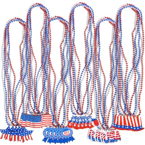 36PCS Fourth 4th of July Necklaces Beads (36 Count)