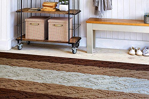 Custom Size Hallway Runner Rug Damask Brown Color 31 inch Wide Select Your Length Non