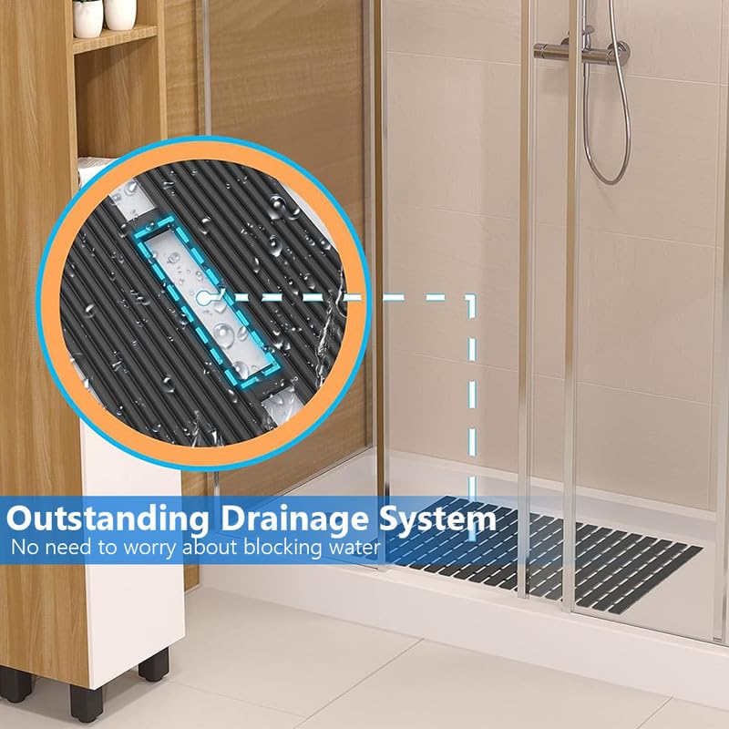 Bath Mat Non Slip Shower Mat Bathtub with Drain Holes and Heavy Duty Rubber No Suction Cups Sturdy Shower Stall Tub Mat for Bathroom