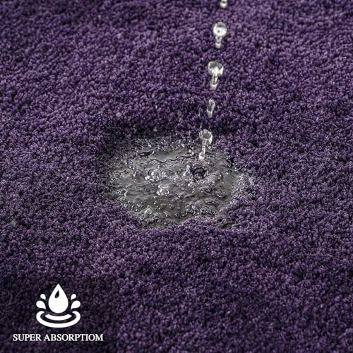 Dark Purple Bathroom Runner Rugs Soft Microfiber Bath Mat 16x48 Inch