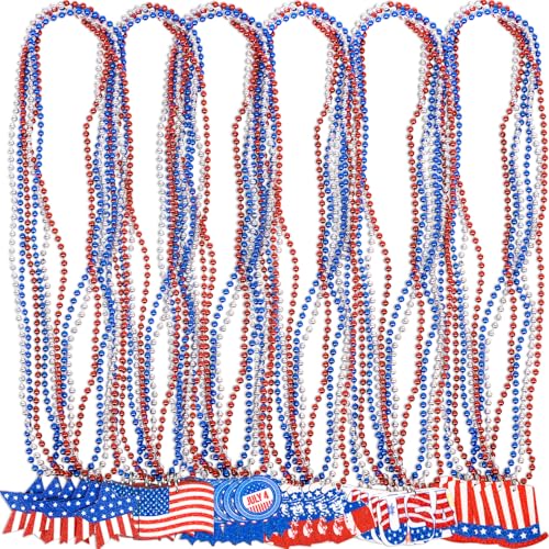 36PCS Fourth 4th of July Necklaces Beads (36 Count)
