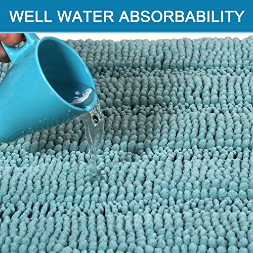 Bathroom Rugs Bath Rugs for Bathroom Non Slip Bath Mats Extra Thick Chenille Striped Rug 17" x 24" Absorbent Soft Shaggy Washable Dry Fast Bath Mats for Bath Room Floor