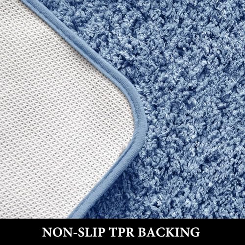 Blue Bathroom Rugs Soft Small Microfiber Bath Mat 16x24 Inch