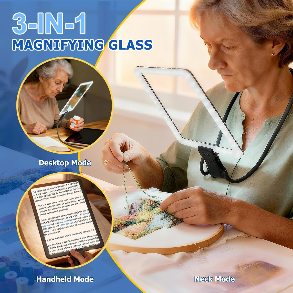 Large Hands Free Magnifying Glass with 50 Ultra