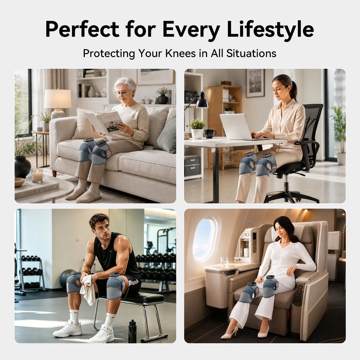 Cordless Knee Massager with Heat Vibration for Pain Relief