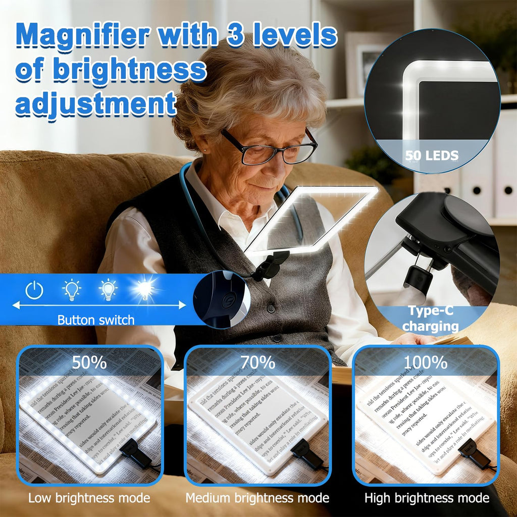 Large Hands Free Magnifying Glass with 50 Ultra
