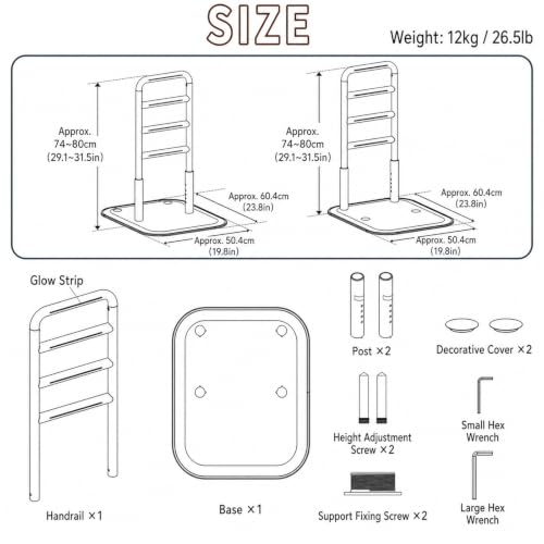 Chair & Couch Stand Assist Bar (White & Brown)