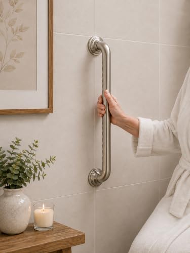24 inch Finger Grip Grab Bar for Bathroom (Satin / 24)