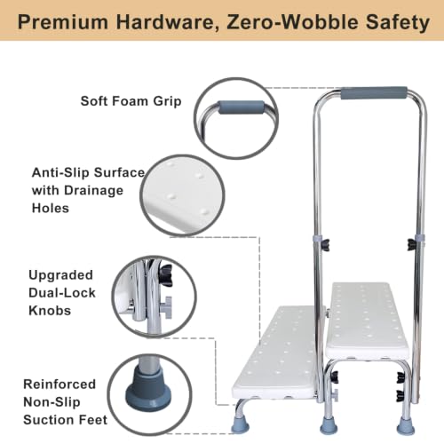 Extra Wide 2 Step Stool with Handle