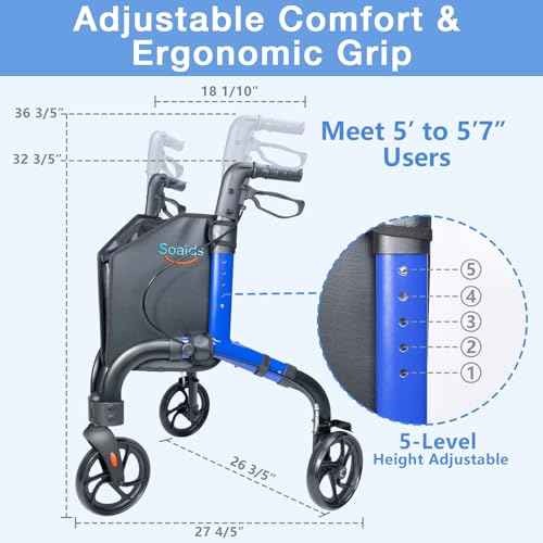 3 Wheel Walkers for Seniors (Blue)