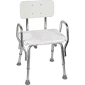 Shower Chair Bath Seat for Tub or Shower Bench for Inside Shower (White with Armrests)