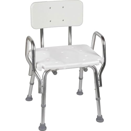 Shower Chair Bath Seat for Tub or Shower Bench for Inside Shower (White with Armrests)