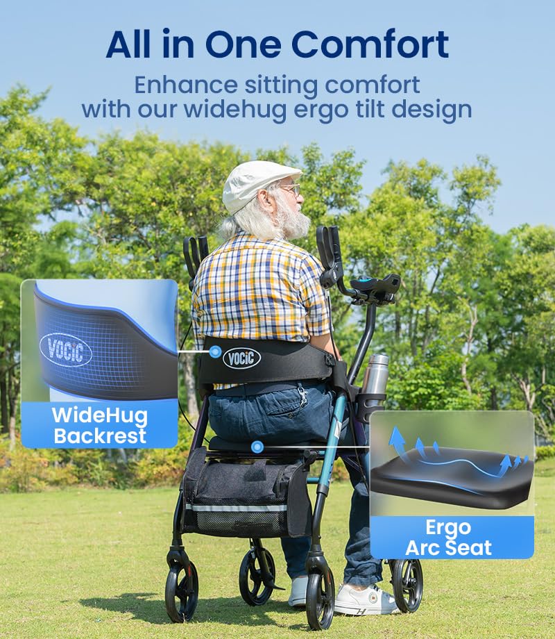 Z22 Upright Walkers for Seniors with Seat (Green / 300 Pound)