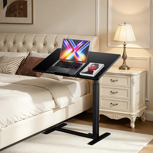 Mobile Standing Desk Adjustable Overbed Table (Black / Fully Tiltable)