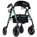 Foldable Rollator Walkers for Seniors with Seat (Emerald Dark Green-all Terrain(8 Inch Wheels))