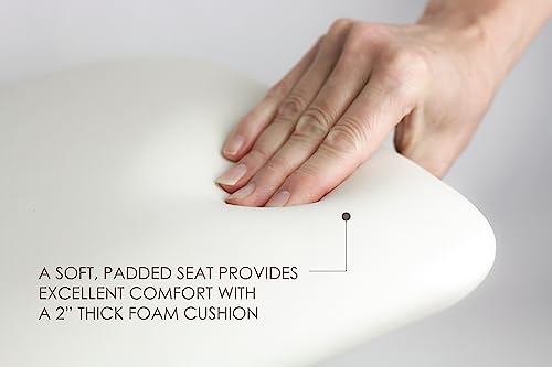 18" x 15" White Padded Cushion Folding Wall Mount Bench Shower Seat with Legs (White / 18 x 15)