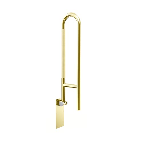 Swing Up Grab Bar (Brushed Brass, Knurled Grip)