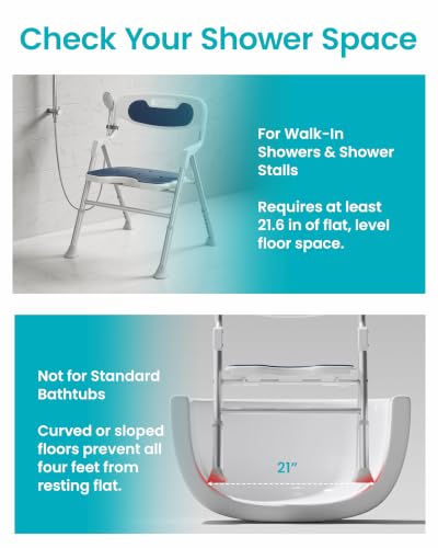 Folding Shower Chair for Inside Shower (Dark Blue)