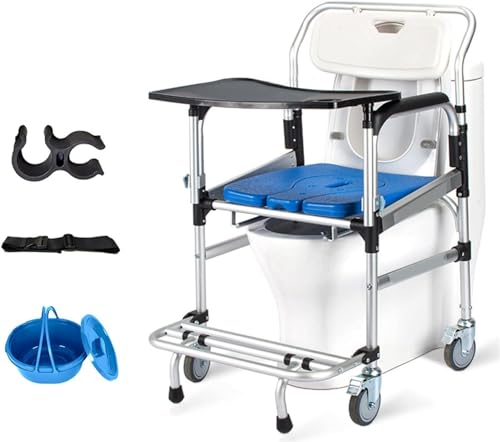 Mobile Bedside Shower with Detachable Bucket for Elder Disabled People (E)