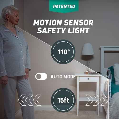 Large Bed Assist Rail for Seniors with Motion Light & Storage Bag (17.5")